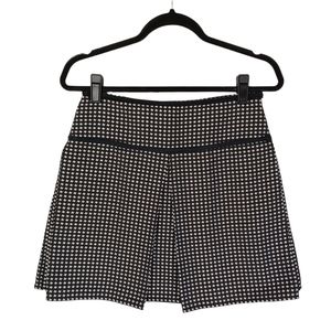 STUDIO M Black White Micro Cross + Print Open Pleat Mini Skirt 0 (X-Small)
